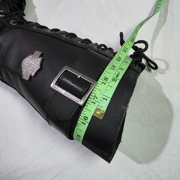 Harley Davidson Belhaven Knee-Hi Black Leather Boots w/Side Zip, Buckles. 10M - Picture 14 of 16
